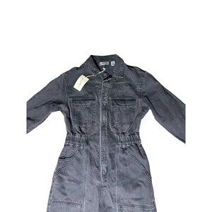 Universal Thread Womens Black Denim Boiler Jumpsuit Size 8 With Pockets Stretch